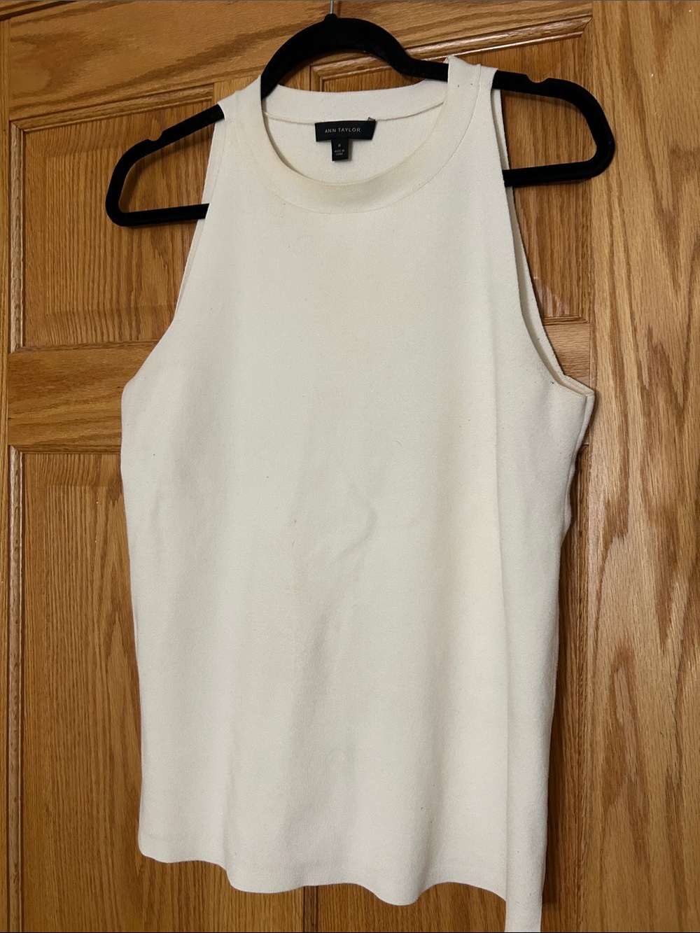 Ann Taylor Cream Ribbed Knit Tank